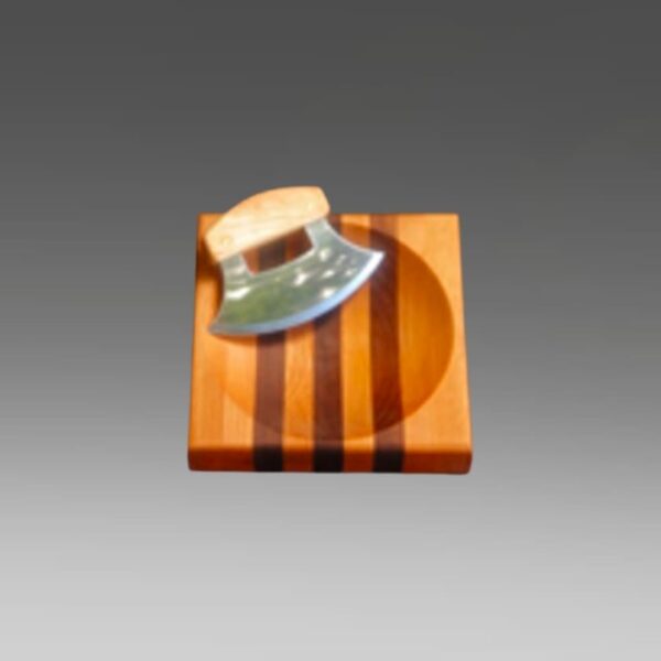 Ulu Knife and Multi-Wood Bowl